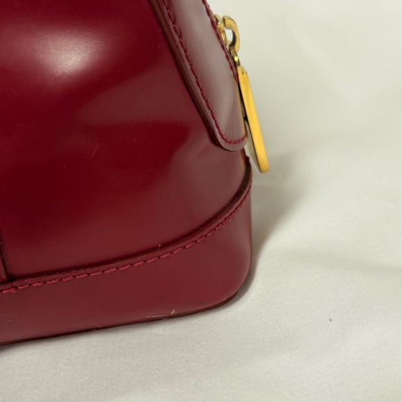 Moschino Redwall Bordeaux Red Wine Patent Leather Top Handle Bag - Picture 8 of 15